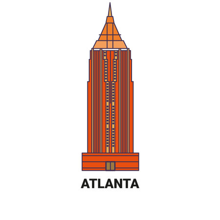 Usa, Atlanta travel landmark vector illustrationのイラスト素材