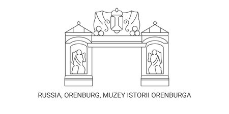 Russia, Orenburg, Muzey Istorii Orenburga, travel landmark vector illustrationのイラスト素材