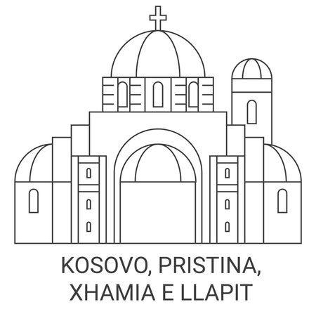 Kosovo, Pristina, Xhamia E Llapit travel landmark vector illustrationのイラスト素材