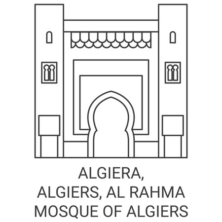 Algiera, Algiers, Al Rahma Mosque Of Algiers travel landmark vector illustrationのイラスト素材