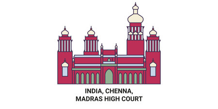 India, Chenna, Madras High Court travel landmark vector illustrationのイラスト素材