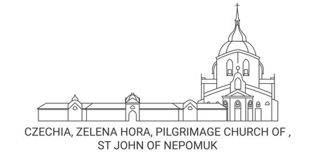 Czech Republic, Zelena Hora, Pilgrimage Church Of , St John Of Nepomuk travel landmark vector illustrationのイラスト素材