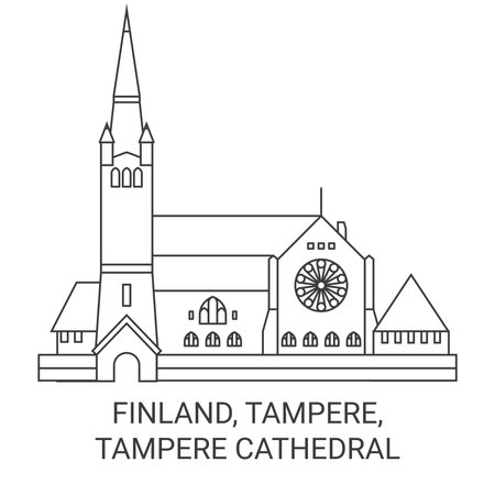 Finland, Tampere, Tampere Cathedral travel landmark vector illustrationのイラスト素材