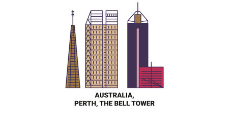 Australia, Perth, The Bell Tower travel landmark vector illustrationのイラスト素材