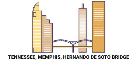 United States, Tennessee, Memphis, Hernando De Soto Bridge, travel landmark vector illustrationのイラスト素材
