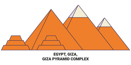Egypt, Giza, Giza Pyramid Complex travel landmark vector illustrationのイラスト素材