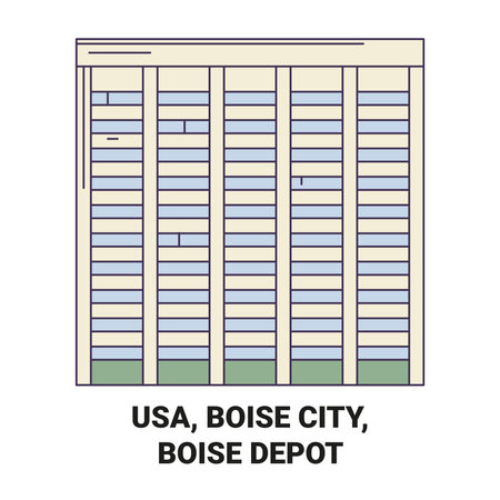 Usa, Boise City, Boise Depot travel landmark vector illustrationのイラスト素材