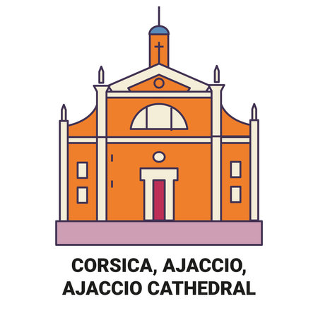 France, Corsica, Ajaccio, Ajaccio Cathedral travel landmark vector illustrationのイラスト素材