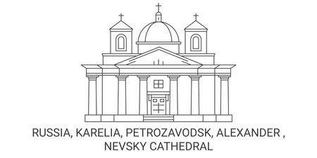 Russia, Karelia, Petrozavodsk, Alexander , Nevsky Cathedral travel landmark vector illustrationのイラスト素材
