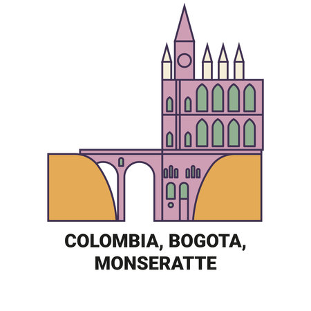 Colombia, Bogota ,Monseratte travel landmark vector illustrationのイラスト素材