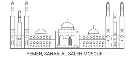 Yemen, Sanaa, Al Saleh Mosque, travel landmark vector illustrationのイラスト素材