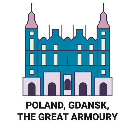 Poland, Gdansk, The Great Armoury travel landmark vector illustrationのイラスト素材