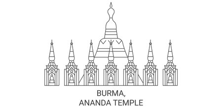 Burma, Ananda Temple travel landmark vector illustrationのイラスト素材