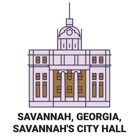 United States, Savannah, Georgia, Savannahs City Hall travel landmark vector illustrationのイラスト素材