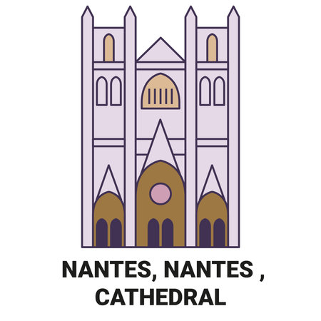 France, Nantes, Nantes , Cathedral travel landmark vector illustrationのイラスト素材