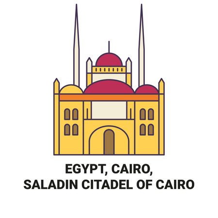Egypt, Cairo, Saladin Citadel Of Cairo travel landmark vector illustrationのイラスト素材