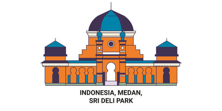 Indonesia, Medan, Sri Deli Park travel landmark vector illustrationのイラスト素材