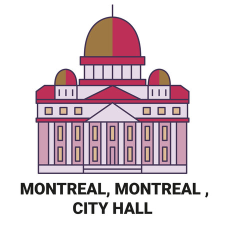 Canada, Montreal, Montreal , City Hall travel landmark vector illustrationのイラスト素材