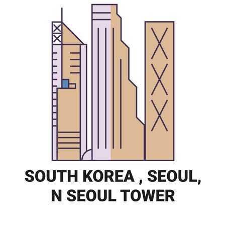Republic Of Korea, Seoul City travel landmark vector illustrationのイラスト素材