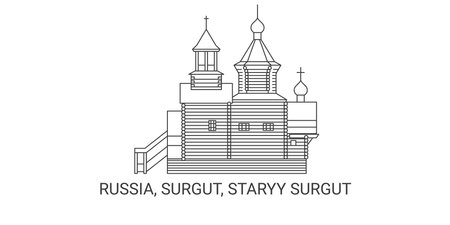 Russia, Surgut, Staryy Surgut, travel landmark vector illustrationのイラスト素材