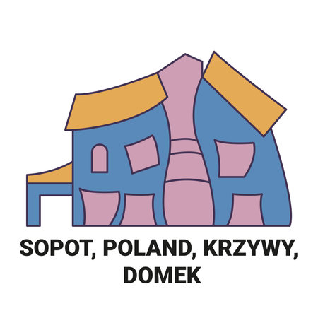 Poland, Sopot, Krzywy, Domek travel landmark vector illustrationのイラスト素材