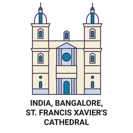 India, Bangalore, St. Francis Xaviers Cathedral travel landmark vector illustrationのイラスト素材