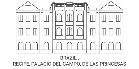 Brazil , Recife, Palacio Del Campo, De Las Princesas travel landmark vector illustrationのイラスト素材