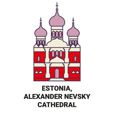 Estonia, Alexander Nevsky Cathedral travel landmark vector illustrationのイラスト素材