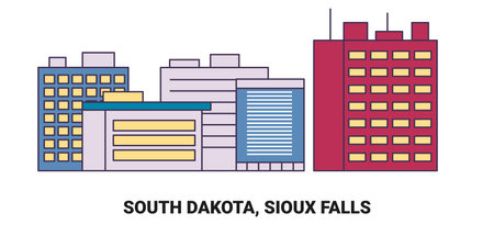 United States, South Dakota, Sioux Falls travel landmark vector illustrationのイラスト素材