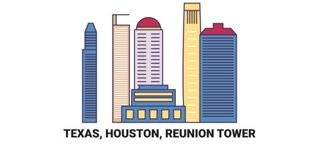United States, Texas, Houston, Reunion Tower, travel landmark vector illustrationのイラスト素材