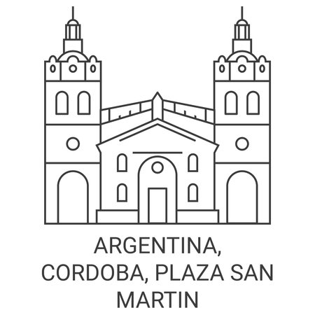 Argentina, Cordoba, Plaza San Martin travel landmark vector illustrationのイラスト素材