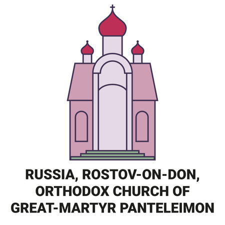 Russia, Rostovondon, Orthodox Church Of Greatmartyr Panteleimon travel landmark vector illustrationのイラスト素材