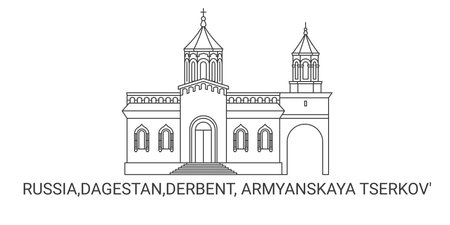 Russia,Dagestan,Derbent, Armyanskaya Tserkov, travel landmark vector illustrationのイラスト素材