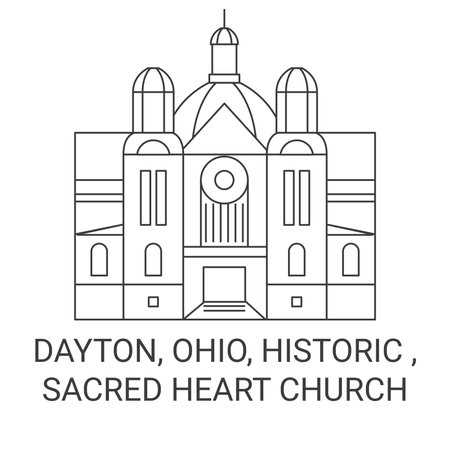 United States, Dayton, Ohio, Historic , Sacred Heart Church travel landmark vector illustrationのイラスト素材