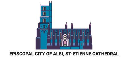 France, Episcopal City Of Albi, Stetienne Cathedral, travel landmark vector illustrationのイラスト素材