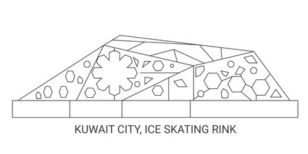 Kuwait City, Ice Skating Rink, travel landmark vector illustrationのイラスト素材