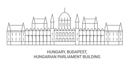 Hungary, Budapest, Hungarian Parliament Building travel landmark vector illustrationのイラスト素材
