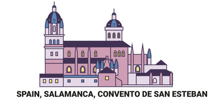 Spain, Salamanca, Convento De San Esteban, travel landmark vector illustrationのイラスト素材
