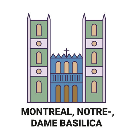 Canada, Montreal, Notredame Basilica travel landmark vector illustrationのイラスト素材