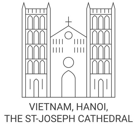 Vietnam, Hanoi, The Stjoseph Cathedral travel landmark vector illustrationのイラスト素材