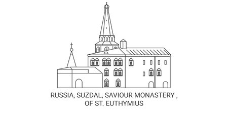 Russia, Suzdal, Saviour Monastery , Of St. Euthymius travel landmark vector illustrationのイラスト素材