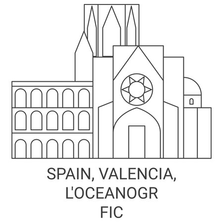 Spain, Valencia, Loceanogrfic travel landmark vector illustrationのイラスト素材