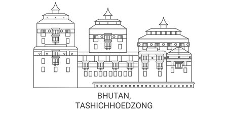 Bhutan, Tashichhoedzong travel landmark vector illustrationのイラスト素材