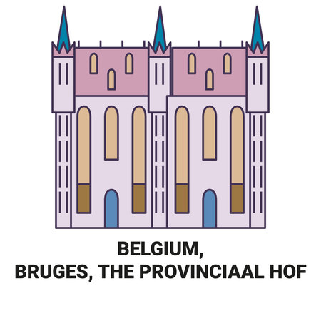 Belgium, Bruges, The Provinciaal Hof travel landmark vector illustrationのイラスト素材