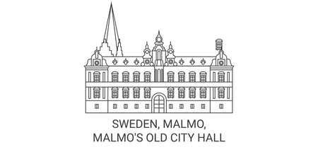 Sweden, Malmo, Malmos Old City Hall travel landmark vector illustrationのイラスト素材