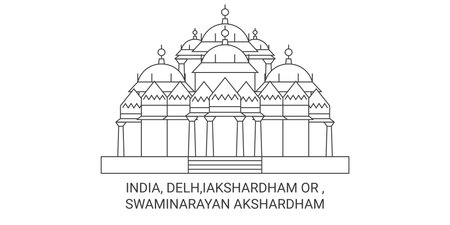 India, Delh,Iakshardham Or , Swaminarayan Akshardham travel landmark vector illustrationのイラスト素材