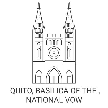 Ecuador, Quito, Basilica Of The , National Vow travel landmark vector illustrationのイラスト素材