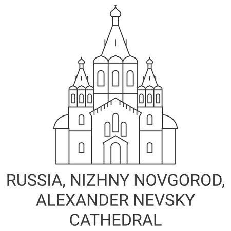 Russia, Nizhny Novgorod, Alexander Nevsky Cathedral travel landmark vector illustrationのイラスト素材