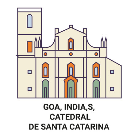 India, Goa, Catedral De Santa Catarina travel landmark vector illustrationのイラスト素材