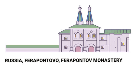 Russia, Ferapontov Monastery travel landmark vector illustrationのイラスト素材